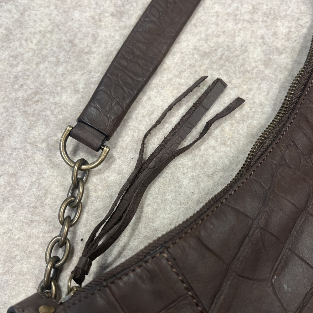 Botkier Brown Shoulder Bag Ruched Chain Handle Y2K 2000s Boho Glam Designer - Picture 5 of 16